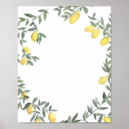Poster Boho Watercolor Lemon Wreath Summer