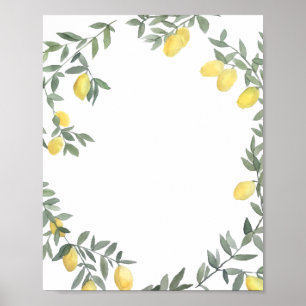 Poster Boho Watercolor Lemon Wreath Summer