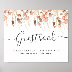 Poster Boho Watercolor - Sinal de Guestbook Floral