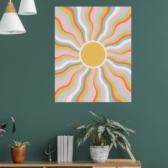 Poster Boho Wavy Sun Rays Retro Design (Sala de Estar 1)