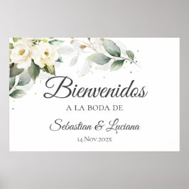 Poster Boho Wedding - Sinal de boas-vindas em espanhol