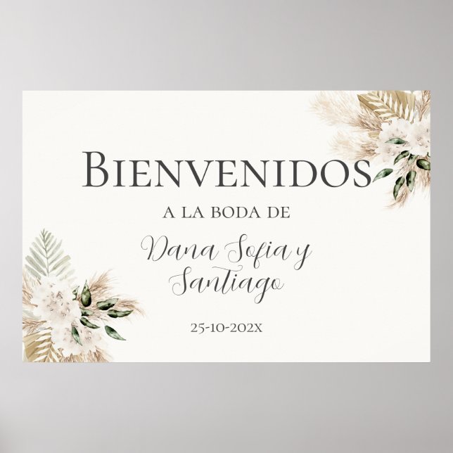 Poster Boho Wedding - Sinal de boas-vindas em espanhol (Frente)