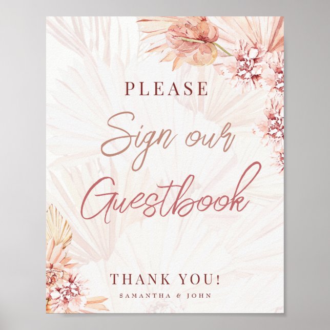 Poster Boho Weding Símbolo Guestbook Noivado Bohemian (Frente)