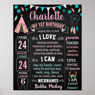 Poster Boho Wild um Americanos nativos Aniversário