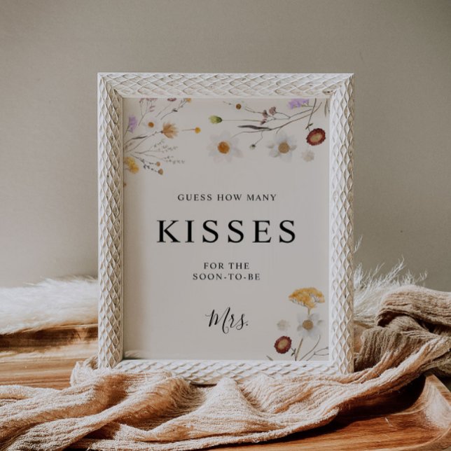Poster Boho Wildfloral Kisses - Sinal de Casamento (Criador carregado)