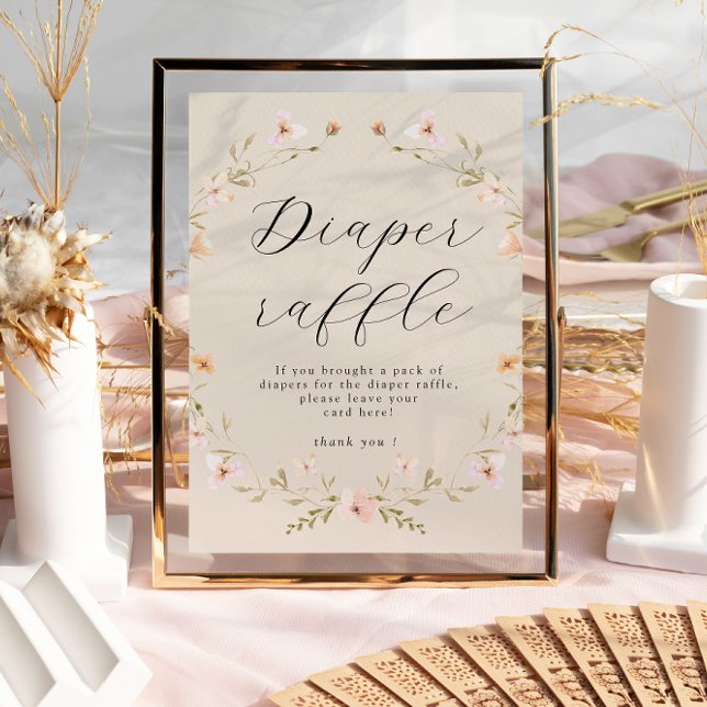 Poster Boho Wildflower Fralda Raffle Chá de fraldas (Criador carregado)