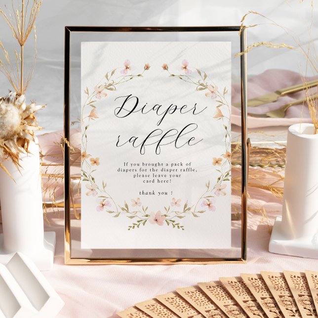 Poster Boho Wildflower Fralda Raffle Chá de fraldas (Criador carregado)