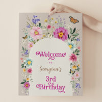 Boho Wildflower Meadow aniversário de 3 anos Welco