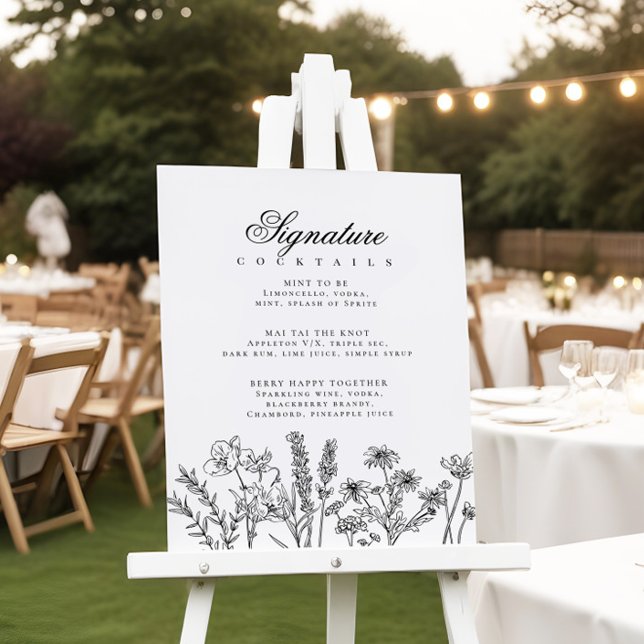 Poster Boho Wildflower Signature Cocktail Sinal (Criador carregado)