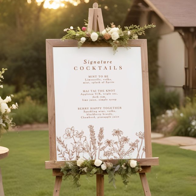 Poster Boho Wildflower Signature Cocktail Sinal (Criador carregado)