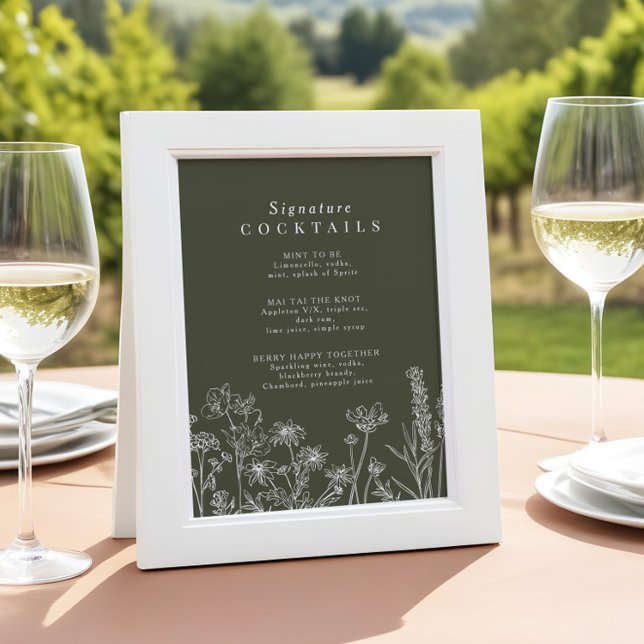 Poster Boho Wildflower Signature Cocktail Sinal (Criador carregado)