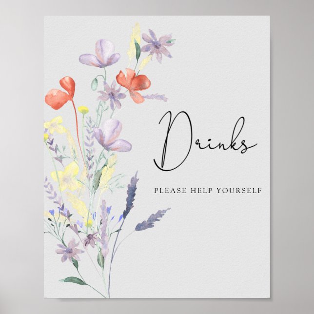 Poster Boho Wildflowers - Bebidas, sirva-se (Frente)