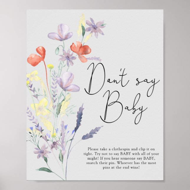Poster Boho Wildflowers - Não diga bebê (Frente)
