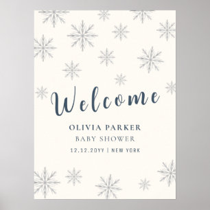 Poster Boho Winter Snowflake Chá de fraldas de Boho