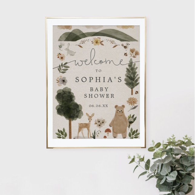 Poster Boho Woodland - Sinal de Boho Chá de fraldas (Criador carregado)
