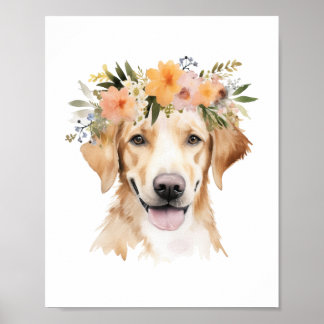 Poster Boho Yellow Labrador Cachorro Cachorro Crown Water