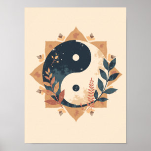 Poster Boho Yin-Yang Wall Art Minimalista
