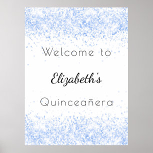 Poster Boi Quinceanera azul branca brilhante bem-vindo