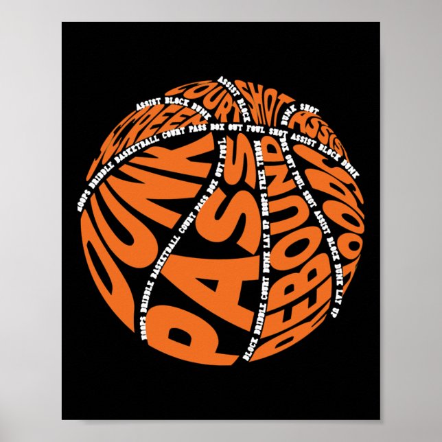 Poster Boias De Basquete Para Meninos Meninas Palavra (Frente)