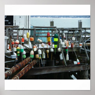 Pôster bóias que penduram no cais Plymouth miliampère