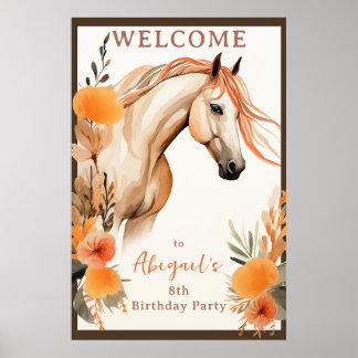 Poster Bois bonito e Flores de Pêssego Aniversário Bem-vi
