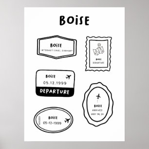 Poster Boise - Coleção de Carimbo de Viagem   Design de V