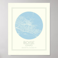 Boise Idaho Minimalista Pastel Blue Map Art