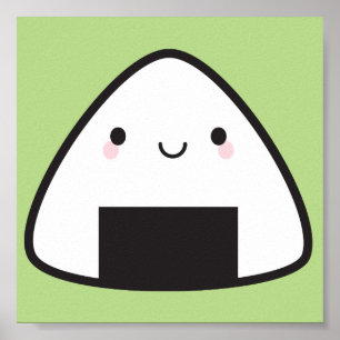 Pôster Bola de arroz de Kawaii Onigiri