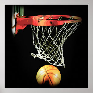 Poster Bola de Basquete Quadrada e Rede