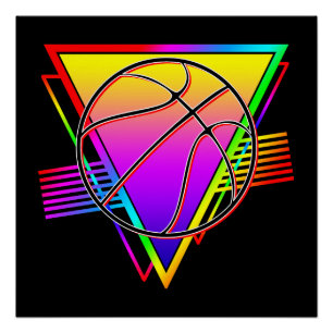 Pôster Bola de Basquete Retro Moderna