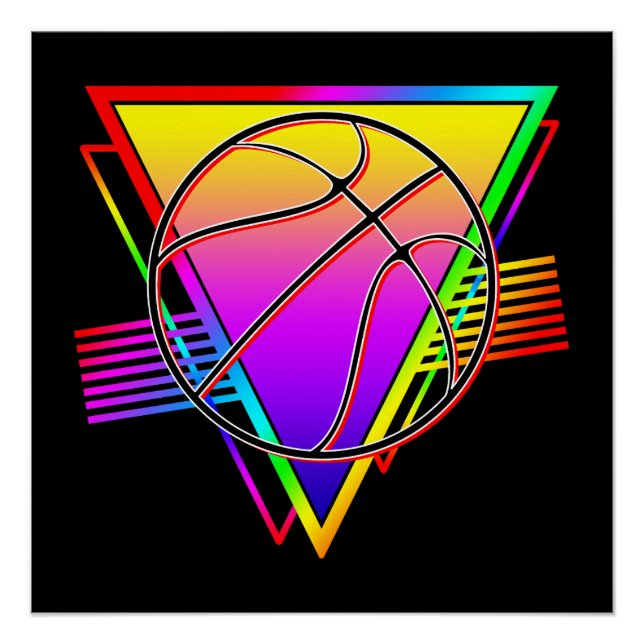 Pôster Bola de Basquete Retro Moderna (Frente)