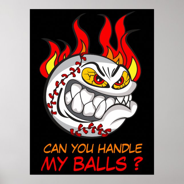Poster Bola de Beisebol Irritada com Citação, Engraçado (Frente)