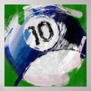 Poster Bola de bilhar do número de arte abstracta 10