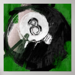 Pôster Bola de bilhar do número de arte abstracta 8