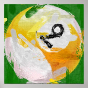 Pôster Bola de bilhar do número de arte abstracta 9