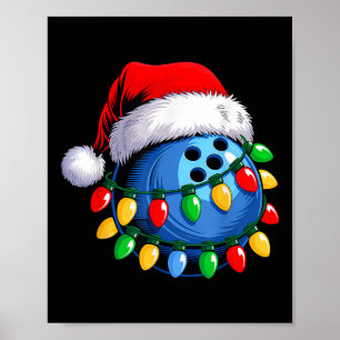 Poster Bola de boliche Santa Hat Boliche de Natal Xmas Li