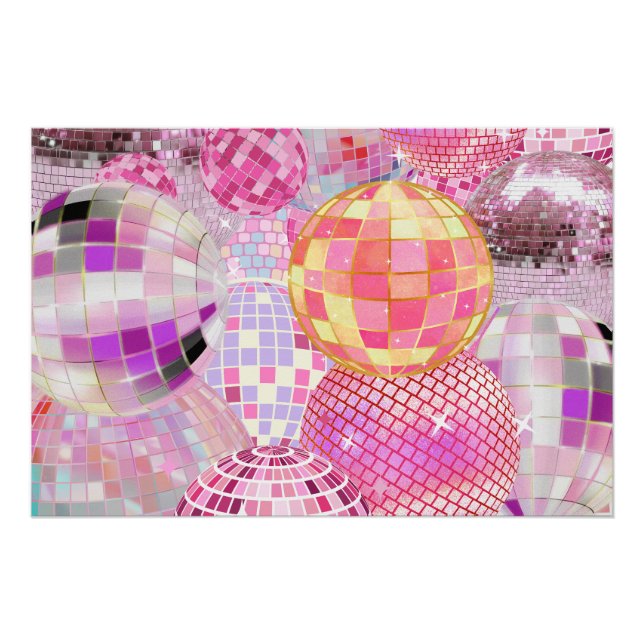 Pôster Bola de Dança de Discoteca Rosa Vibrante Colla - P (Frente)