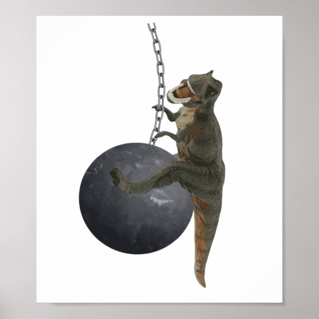 Pôster Bola de Destruição do Dinossauro T-Rex (Frente)