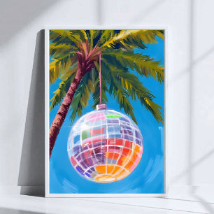 Poster Bola de Disco Arco-Íris Pintura em Aquarela Past