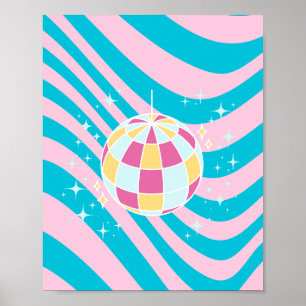 Poster Bola de Disco Rosa e Azul, Arte Fpartidária, Pré-D