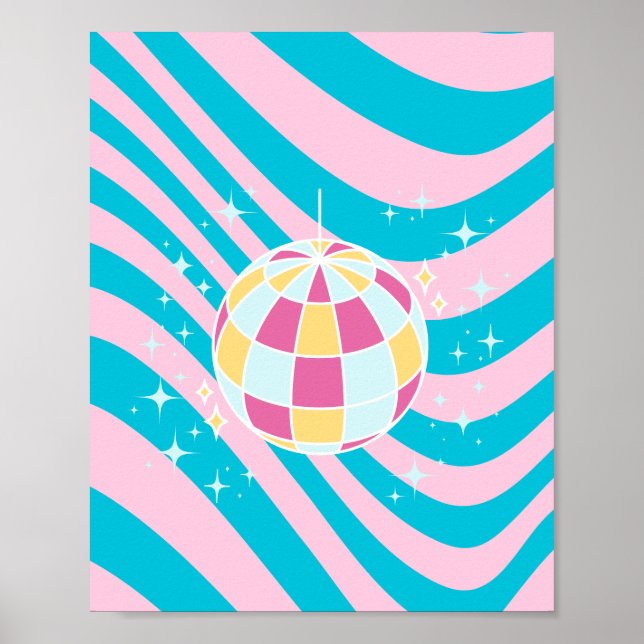 Poster Bola de Disco Rosa e Azul, Arte Fpartidária, Pré-D (Frente)