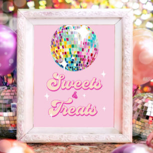 Poster Bola de Discoteca de Doces e Guloseimas Aniversári