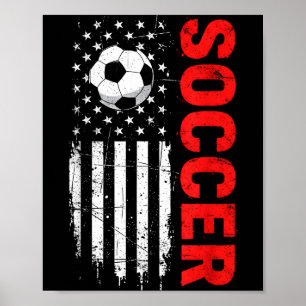 Poster Bola de futebol americano patriótica com a bandeir