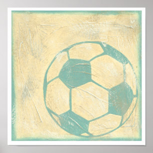 Pôster Bola de Futebol Azul Pastel por Chariklia Zarris