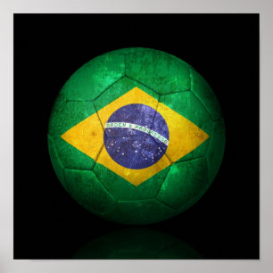 Pôster Bola de futebol brasileira gasta do futebol de