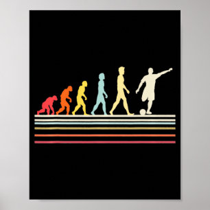 Poster Bola de Futebol Chute Evolução Humana Estilo Retro
