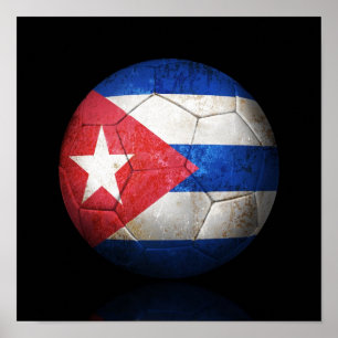 Pôster Bola de futebol cubana gasta do futebol de