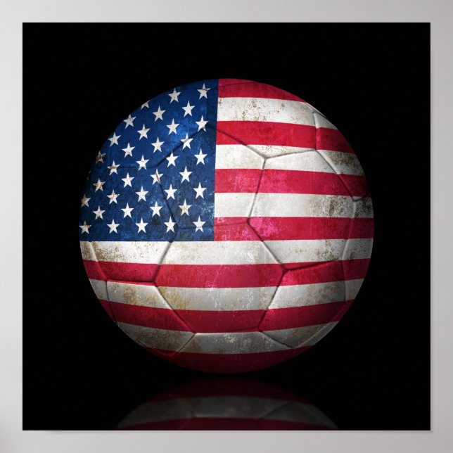 Poster Bola de Futebol de Bandeira Americana vestida (Frente)