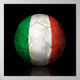 Poster Bola de Futebol de Bandeira Italiana vestida