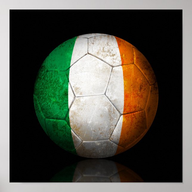 Pôster Bola de Futebol de Bandeira vestida na Irlanda (Frente)
